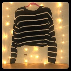 Cropped Black and White Sweater